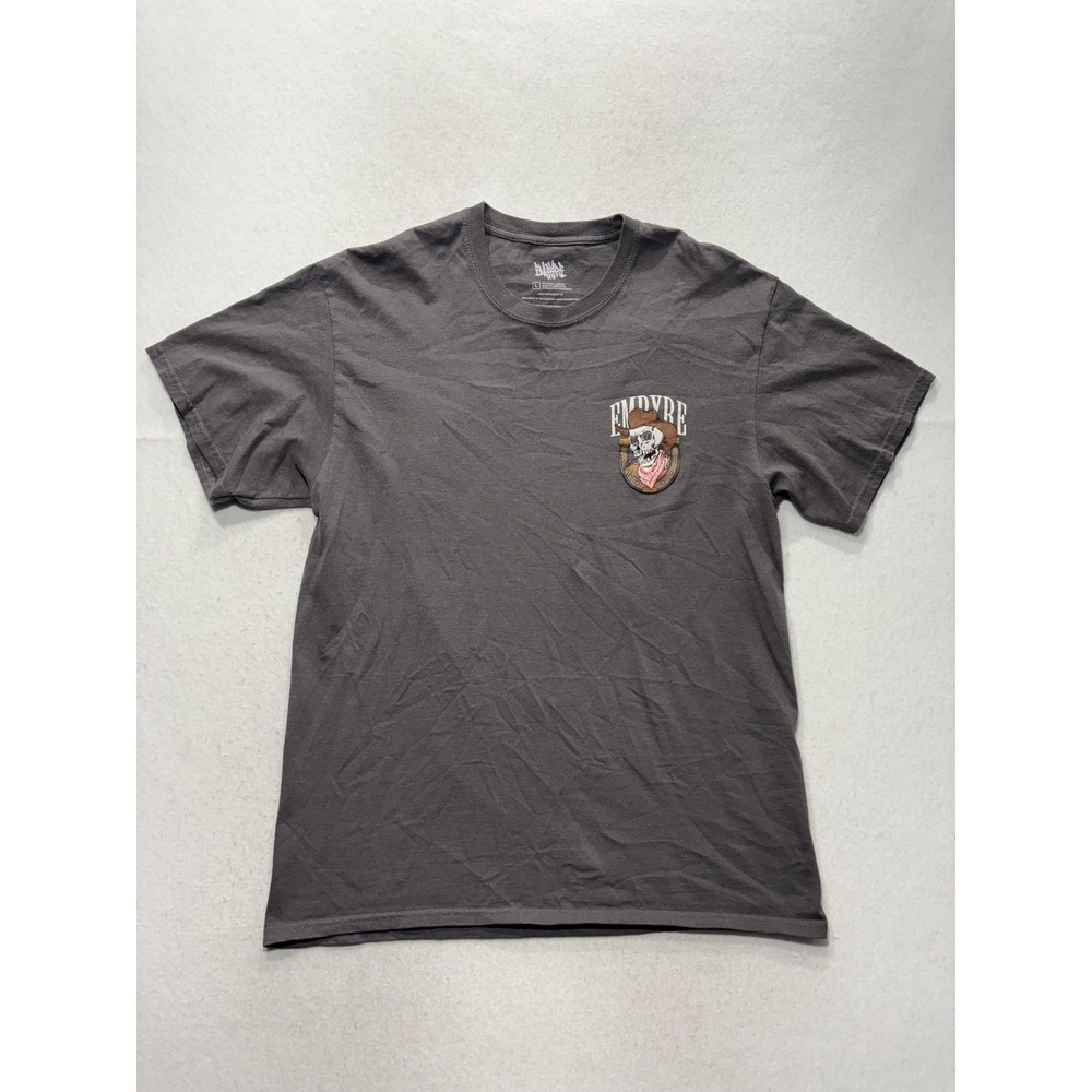 Empyre Shirt Mens Large Gray Cowboy Skeleton Skull Graphic Tee Western Halloween